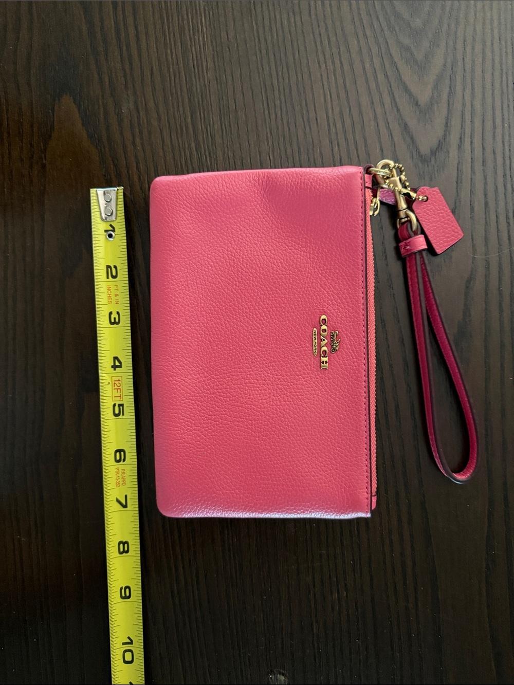 Coach Hot Pink Pebbled Leather Wristlet